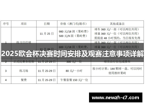 2025欧会杯决赛时间安排及观赛注意事项详解